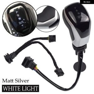 フォルクスワーゲン VW CC ジェッタ ゴルフ MK6 MK7 ティグアン パサート サギター LED インジケーター ライト付き カー ギア シフト ヘッド シフト シフタ - WHITE-Matt Silver