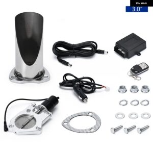 2.5インチ/3インチカットアウト ステンレス 製排気カットアウトヘッダーカット パイプ 電動 バルブ 排気チップマフラーキット - 3 inch Cutout