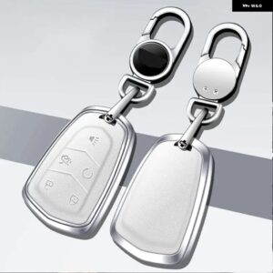 合金 レザーリモートフォブ ホルダー キーシェルカバー ケース キャデラック XTS ATS CTS - White