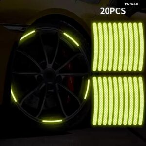 トヨタ フォルクスワーゲン 車ホイールハブ反射 ステッカー クリエイティブな個性 タイヤリム反射ストリップ 夜間運転アクセサリー - Yellow