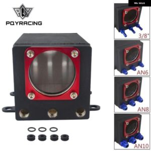 60MM アウター 044 燃料 ポンプ タンク レーシングブラック ビレット アルミ AN6 AN8 AN10 フィッティングオイルキャッチ缶 燃料サージタンク