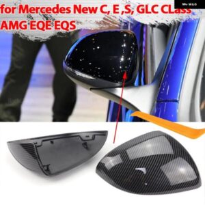 カーボン スタイル ブラックサイドミラー カバー キャップ メルセデス C E S GLC クラス W206 X206 S206 X254 W214 W223 EQE EQS AMG