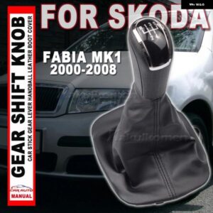 シュコダ ファビア 1 MKI 2000 - 08 カー スタイリング 5速カーギアスティック シフト ノブ レザー ブーツ