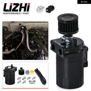 バッフル付きアルミオイルキャッチタンク リザーバー タンク/オイルタンク フィルター 付き 汎用 ブラック/シルバーLZ-TK64