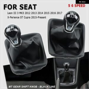 レザーカー ギア シフト ノブ レバー ゲイター ブーツ カバー シートレオンIII 3 MK3 2012 - 17 5/6速 マニュアル