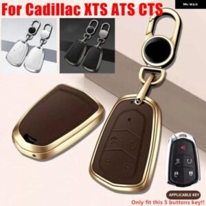 合金 レザーリモートフォブ ホルダー キーシェルカバー ケース キャデラック XTS ATS CTS