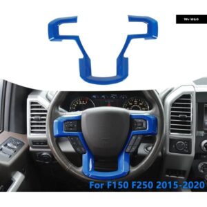 ブルー ステアリングホイール パネル カバー フレーム トリム コーブ デコレーション F150 F250 2015-2020
