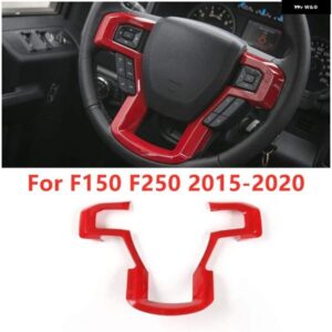 レッド ステアリングホイール パネル カバー フレーム トリム コーブデコレーション F150 F250 2015-2020
