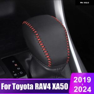 トヨタ RAV4 2019-24 RAV 4 XA50 ハイブリッド PUレザー カー ギア シフト カラー シフト ノブカバー アクセサリー