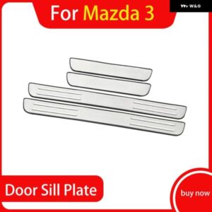 マツダ 3 2013 - 17 車ドアシル スカッフプレート ドアシルペダル トリム カバー ステッカー ステンレス アクセサリー
