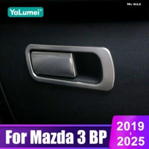 マツダ 3 BP 2019 - 24 2025 ステンレス 車用 収納 ボックス 副パイロットハンドルボウルカバー トリム アクセサリー