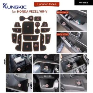 ホンダ ヴェゼル HR-V 2021 2022 HRV 滑り止めゲートスロットカップマット インテリア アクセサリーノンスリップドア パッド コースター