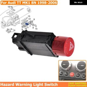 緊急ハザード ハザード灯 フラッシャースイッチウィンカーリレー コントロール スイッチ アウディ TT MK1 8N 1998-2006 8N0941509B