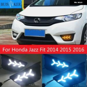 2個 DRL フォグランプ カバー デイタイム ランニングライト ウィンカー付き 12V デイライト ホンダ ジャズ 2014 2015 2016