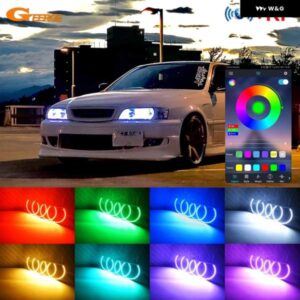 トヨタ チェイサー JZX100 1996 - 1999 2000 2001 RFリモートBLUETOOTHアプリマルチカラー超高輝度RGB LEDエンジェルアイハローリング