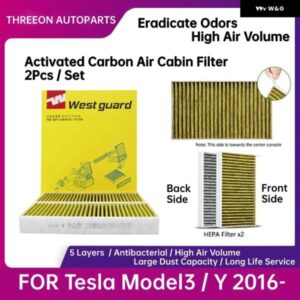 エアキャビン フィルター TESLA モデル3 モデルY エアコン フィルター HEPA 静電コットン 消臭 2個セット