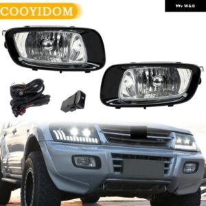 三菱 パジェロ V73 V75 V76 V77 V78 2000-2003 フロント バンパー フォグランプ ブラック ヘッドライト DRL ドライビングライト ケーブル スイッチ付き