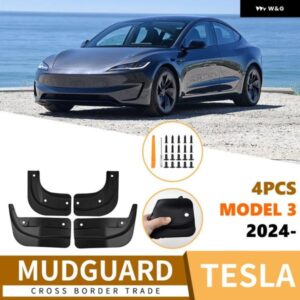 テスラ モデル3 ハイランド 2024 2025 マッドよけ スプラッシュガード マットフェンダー穴 あけ不要 カスタム 外装 アクセサリー