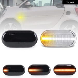 スマート フォーツー 453 2014-2018 クリアスモークレンズ LED サイドマーカーランプ フェンダーウィンカー ダイナミック アンバー ライト