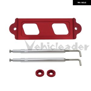 ホンダ シビック /CRX S2000 アキュラ インテグラ RSX アルミバッテリータイダウンキット ホールドダウンロッド ステンレス トレイフック付き - Red