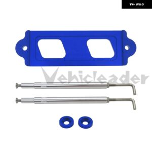 ホンダ シビック /CRX S2000 アキュラ インテグラ RSX アルミバッテリータイダウンキット ホールドダウンロッド ステンレス トレイフック付き - Blue