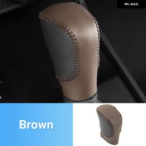 ホンダ CRV 2023 2024 2025 CR-V 第6世代ハイブリッドPUレザーカー ギア シフト ヘッドカバー トリム デコレーション ステッカー オートアクセサリー - brown