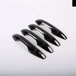 ホンダ CRV CR-V 2007-2011 光沢ブラック カーボン クローム カー ドアハンドル カバー 装飾 トリム ステッカー スタイリング アクセサリー - black door handle