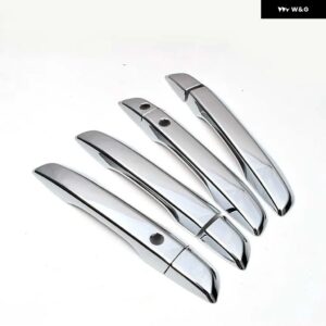 ホンダ シビック LHD 2016 - 19 クローム カーボン スタイル ドアハンドル カバー トリム トリム オーバーレイ カー スタイリング モールディング - silver 2 buttons