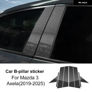 マツダ 3/アクセラ 2019 - 24 2025 B C ピラー ステッカー カーボン柄 光沢ブラック アクセサリー - carbon pattern