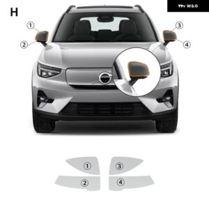 ボルボ XC40 リチャージ 2023 2024 A B ピラー リアビュー ヘッドライト カーペイント フィルム 傷防止 プレカット TPU PPF - rearview film