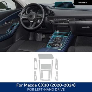 マツダ CX30 2020-2024 インテリア センター コンソール ギア パネル ナビゲーションスクリーン TPU フィルム 傷防止 リペア LHD RHD - manual LHD