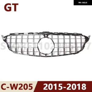 2015-2018 2019-2021 W205 C クラス メルセデス ベンツ C180 C200 C250 C300 C400 GT フロント バンパー グリル フード グリル カメラ ホール付き - 15-18 With Hole D