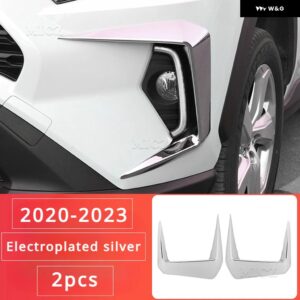 トヨタ RAV4 XA50 2個 フロント フォグランプ アイブロウ アイリッドカバー トリム フォグライト ランプ プロテクター 2020 - 23 - Electroplated Silver