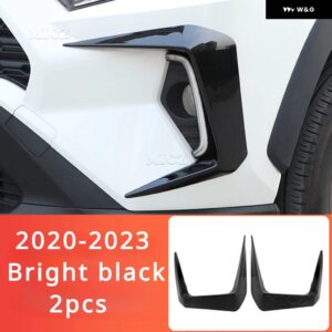 トヨタ RAV4 XA50 2個 フロント フォグランプ アイブロウ アイリッドカバー トリム フォグライト ランプ プロテクター 2020 - 23 - Bright Black