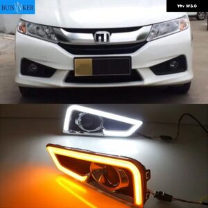 ホンダ シティ グレース 2015 2016 LED DRL ウィンカーリレー付き 12V 車用 デイタイム ランニングライト フォグランプ アクセサリー 1セット - WHITE