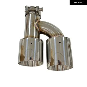 カーパーツマフラー ステンレス シルバー改良H型4 アウトレット テール パイプ マフラー大口径テールノズル - left 63mm-101mm