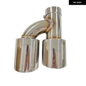 カーパーツマフラー ステンレス シルバー改良H型4 アウトレット テール パイプ マフラー大口径テールノズル - right 51mm-89mm