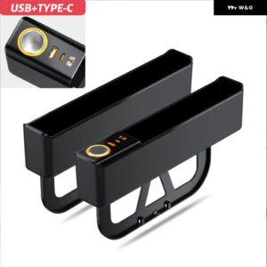 カーシート隙間 収納 ボックス 超高速充電 オーガナイザー シート隙間 収納 ボックス 汎用 TYPE-Cワイヤレス充電 - black