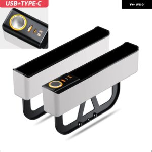 カーシート隙間 収納 ボックス 超高速充電 オーガナイザー シート隙間 収納 ボックス 汎用 TYPE-Cワイヤレス充電 - White