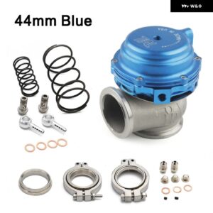 ウォータークーラー 44MM ウェイストゲート アウター ターボ フランジハードウェア付き MV-R 水冷 ロゴ付き 赤 青 黒 - Blue