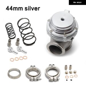 ウォータークーラー 44MM ウェイストゲート アウター ターボ フランジハードウェア付き MV-R 水冷 ロゴ付き 赤 青 黒 - Silver