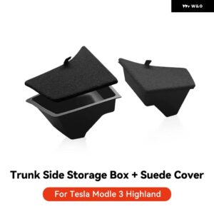 テスラ モデル3 ハイランド 2024 リア トランク 左側 収納 ボックス カバー 付き テールブートパーティション 収納 アクセサリー - M3 Highland Full Kit