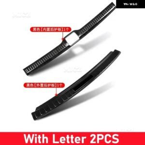 カーアクセサリー メルセデス ベンツ GLC300L/260L 2016-2022 リア バンパー プロテクター シル トランク トレッドプレート トリム バンパー - Black brushed A