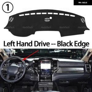 ダッシュボード カバー ダッシュボード マット カーペット パッド シェード ケープ ブランケット アクセサリー ダッジ ラム 1500 2500 3500 2019 2022 2023 - Left Hand Black