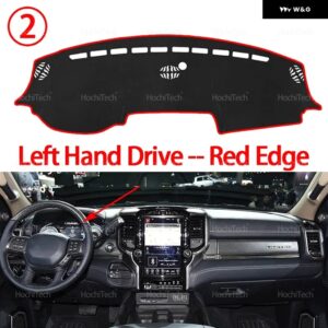 ダッシュボード カバー ダッシュボード マット カーペット パッド シェード ケープ ブランケット アクセサリー ダッジ ラム 1500 2500 3500 2019 2022 2023 - Left Hand Red Edge