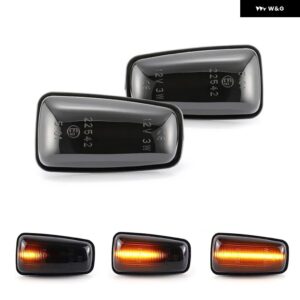 プジョー 106 306 406 806 エキスパート シトロエン ベルリンゴ ジャンピー サクソ XM ZX フィアット スクード ユリス LED サイドマーカーランプ フェンダー - Smoked Dynamic Amber