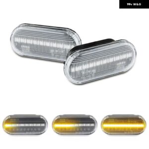 フォード C-MAX フィエスタ フォーカス フュージョン ギャラクシー クリアスモークレンズ LED サイドマーカーランプ フェンダー ウィンカー ダイナミック ア - Clear Dynamic Amber