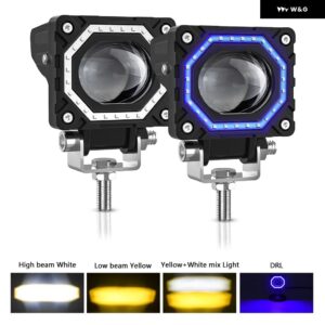 補助 バイク エンジェルアイズ DRLスポットライトドライビングハイ/ロー フォグランプ LEDライトハウス超高輝度120W 6000K 12V 24V - 2 PCS