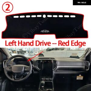 フォード レンジャー T6 P703 2代目 2023 2024 2025 ダッシュボード カバー ボード 滑り止めマット パッド カーアクセサリー サンシェード カーペット - Left Hand Red Edge