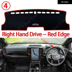 フォード レンジャー T6 P703 2代目 2023 2024 2025 ダッシュボード カバー ボード 滑り止めマット パッド カーアクセサリー サンシェード カーペット - Right Hand Red Edge